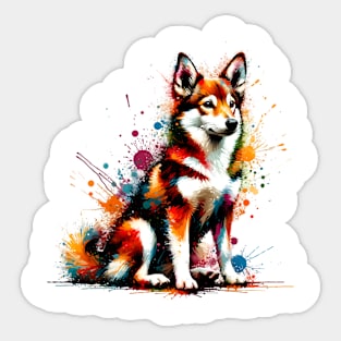 Colorful Norwegian Lundehund in Abstract Splash Paint Art Sticker